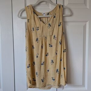 Sonoma Relaxed V-Neck Floral Tank Top Blouse Medium Cottagecore Beachy Vibes